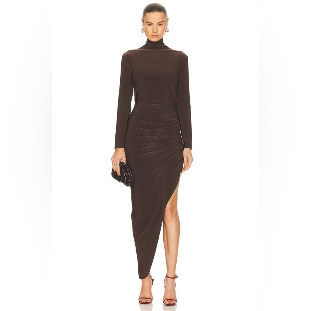 NORMA KAMALI Turtleneck Side Drape Gown
